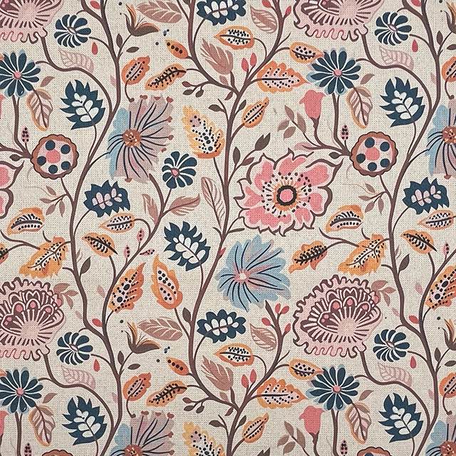 Lasya Blush - Floral Crewel Upholstery Fabric