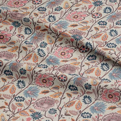 Lasya Blush - Floral Crewel Upholstery Fabric For Chairs