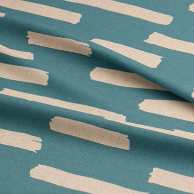 Teal Liri fabric for curtains, an artistic and modern design for bold interior decor.