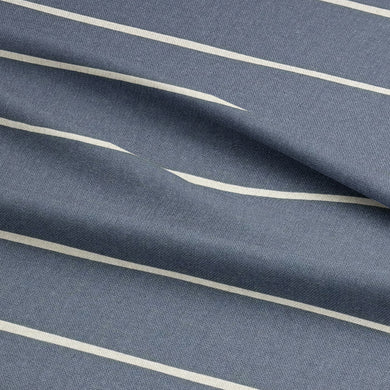 Detailed close-up of Loire navy striped upholstery fabric, highlighting its crisp stripes and premium-quality weave.