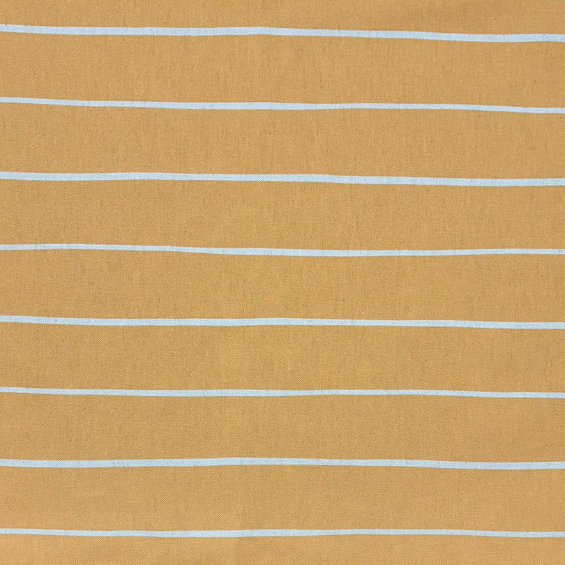 Ochre striped upholstery fabric with a warm golden hue, perfect for adding a cozy yet stylish touch to soft furnishings.