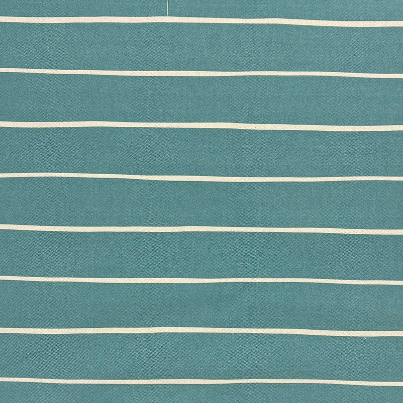 Teal striped upholstery fabric with a deep, rich hue, adding a contemporary and bold statement to furniture.