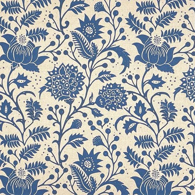 Madhya Blue - Floral Crewel Upholstery Fabric