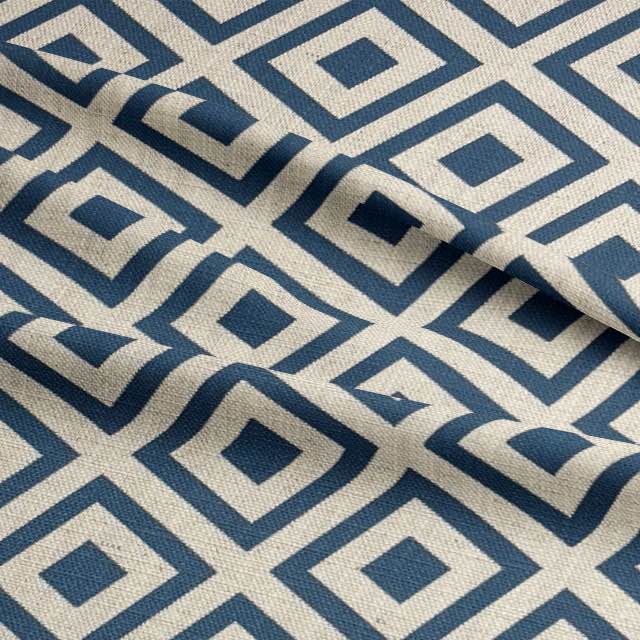 Maze Midnight - Linen Upholstery Fabric UK