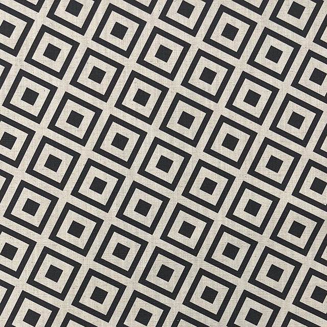 Maze Noir - Linen Upholstery Fabric