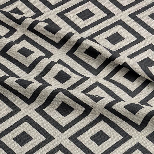 Maze Noir - Linen Upholstery Fabric UK