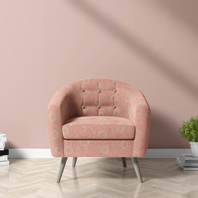 Moselle blush fabric featuring a playful polka dot pattern, ideal for stylish sofas, chairs, and soft furnishings.