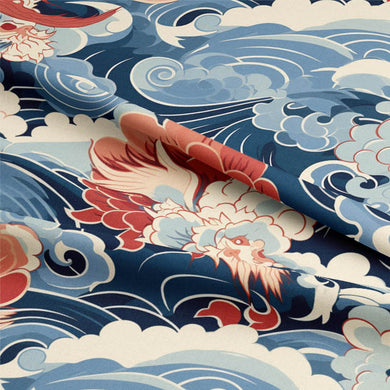 Nagoya - Japanese Waves Linen Cushion Fabric 