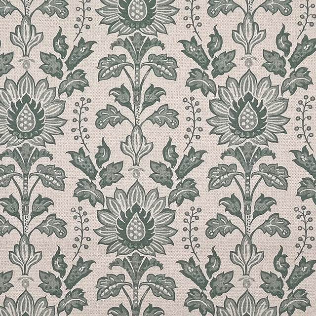 Prisha Green - Floral Crewel Upholstery Fabric