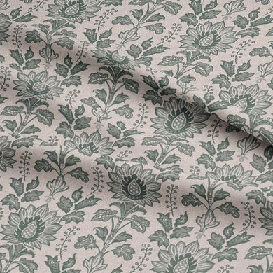 Prisha Green - Floral Crewel Upholstery Fabric For Sale