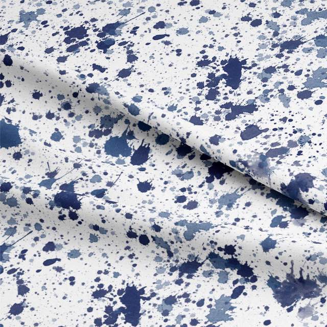 Splash Navy - Printed Cotton Curtain Fabric