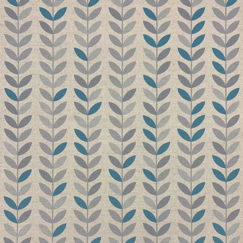 Stockholm Leaf Azure upholstery fabric – modern heavy-duty fabric for sofas and chairs.