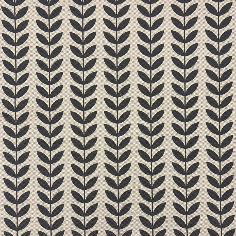 Stockholm Leaf Black upholstery fabric – bold and durable fabric for furniture upholstery.