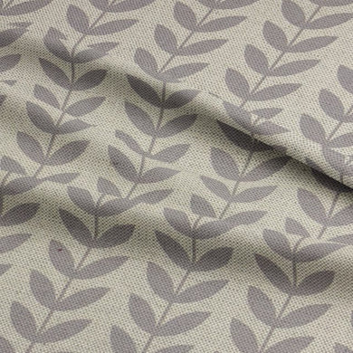 Grey heavy-duty upholstery fabric – modern leaf design for soft furnishings.