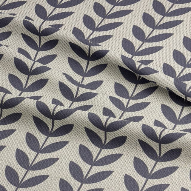 Navy printed upholstery fabric – stylish and durable fabric for furniture upholstery.