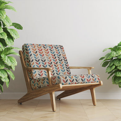 Stockholm Leaf Orange printed fabric – durable and contemporary fabric for upholstery.