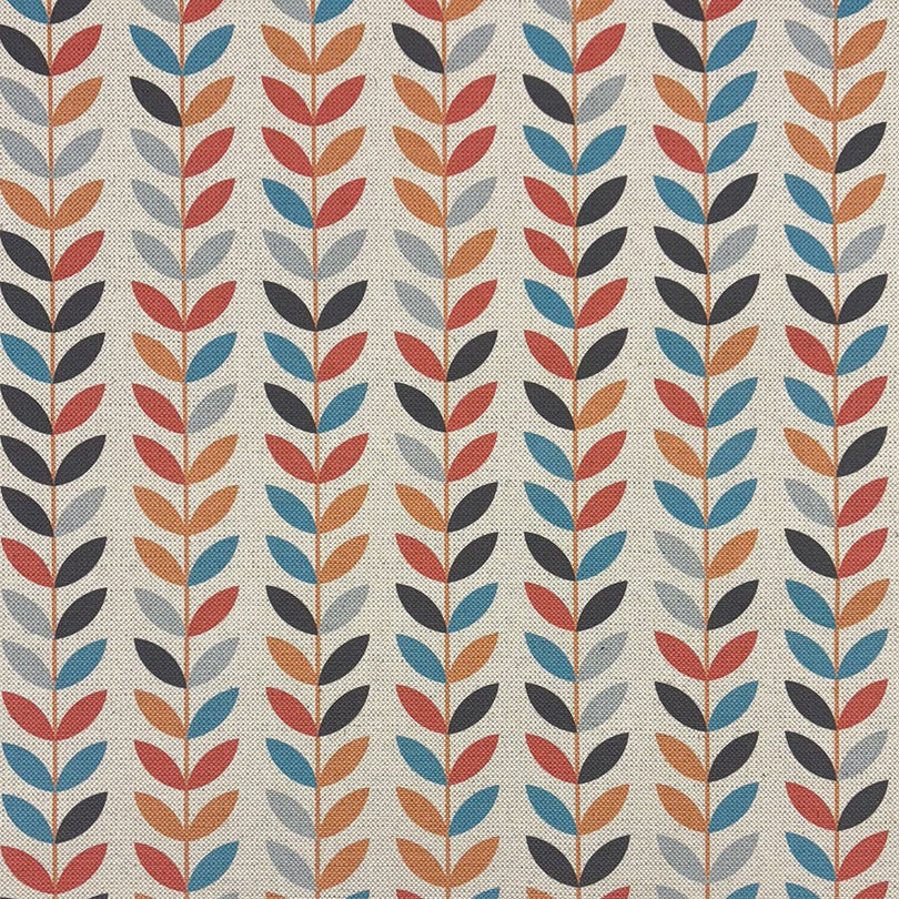 Stockholm Leaf Orange upholstery fabric – bold and modern printed fabric for furniture.