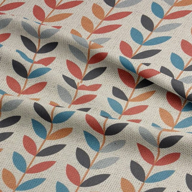 Orange heavy-duty upholstery fabric – stylish leaf design for soft furnishings.