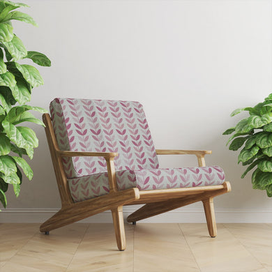 Stockholm Leaf Pink printed fabric – durable and contemporary upholstery fabric.