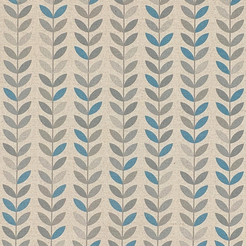 Stockholm Leaf Turquoise upholstery fabric – bold printed fabric for furniture upholstery.