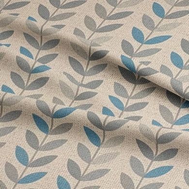 Turquoise heavy-duty upholstery fabric – stylish leaf design for soft furnishings.