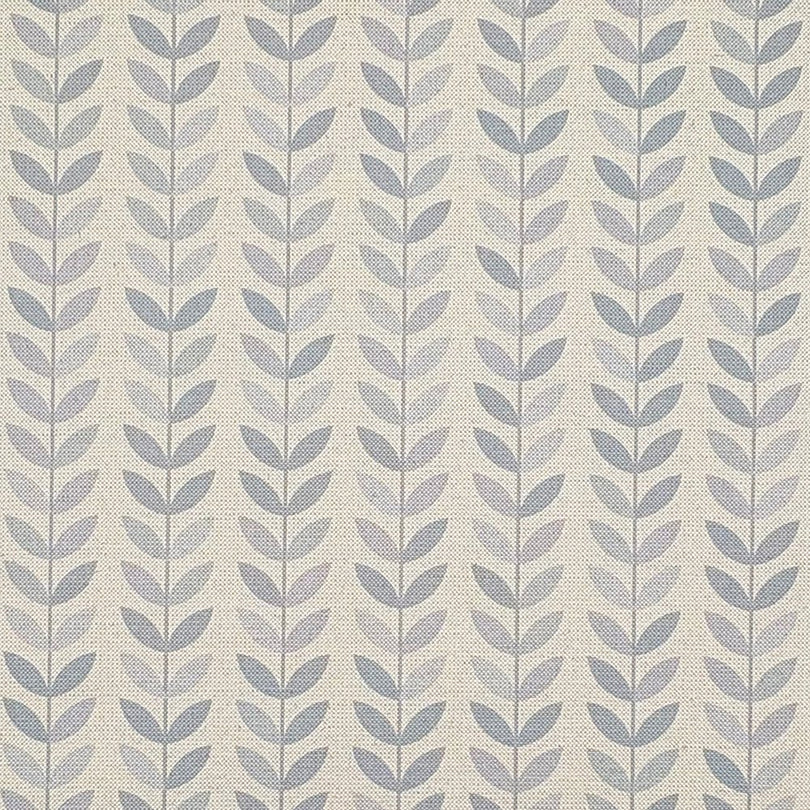 Stockholm Leaf Wedgewood upholstery fabric – soft blue printed fabric for sofas and chairs.