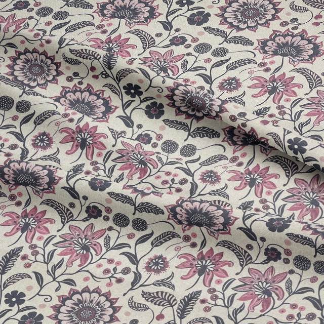 Tisya Augbergine - Purple Floral Crewel Upholstery Fabric