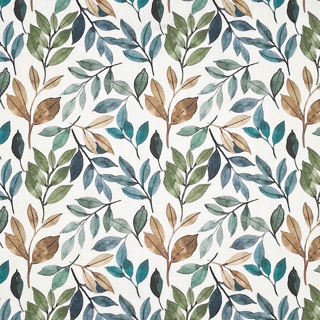 Verdure Olive - Leaf Pattern Curtain Fabric