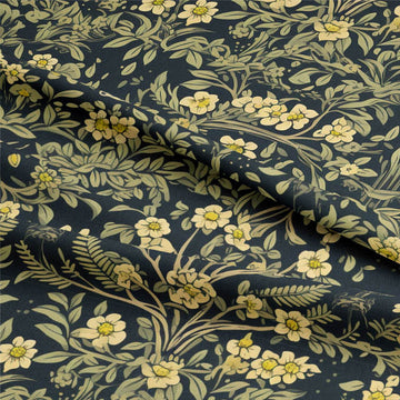 Victoriana Yellow Floral Stripe | Cotton Fabric