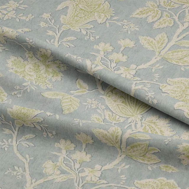 Colefax & Fowler Wyndham Linen F2622/07 1.3m Roll End - Aqua/Green