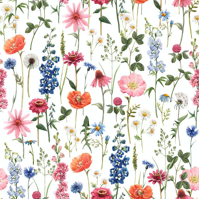 Wild Flowers Linen Curtain Fabric - Floral 100% Linen - The Millshop Online