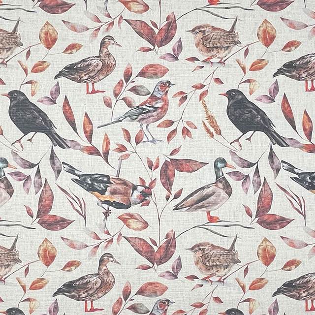 Woodland Birds - Autumn Bird Curtain Fabric