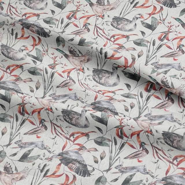 Woodland Flock - Autumn Bird Curtain Fabric For Sale