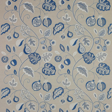 Jane Churchill Santana Linen Blue Roll End Fabric 