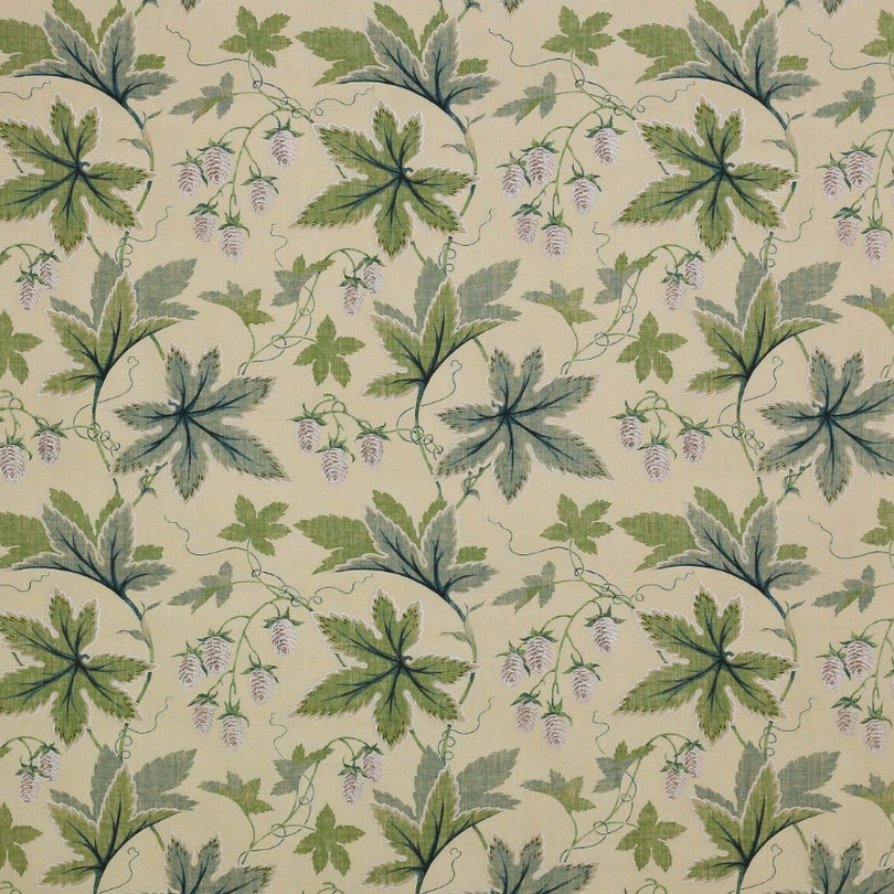 Colefax & Fowler Lindon Linen Fabric in Leaf Green Roll End