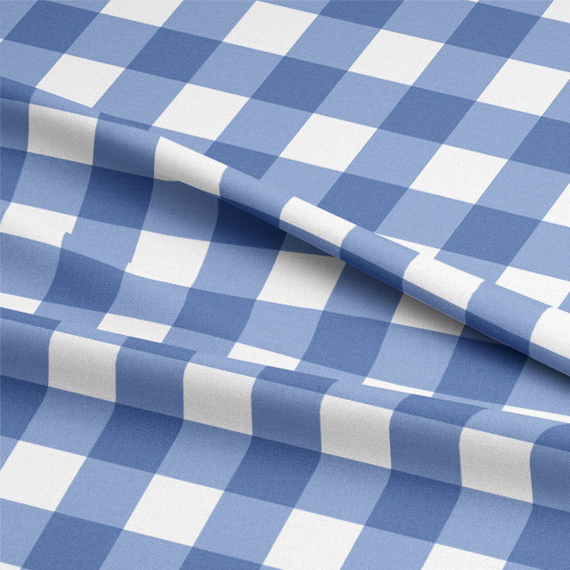 Blue check on sale curtain fabric